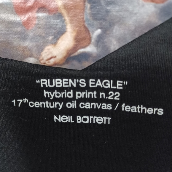 NEIL Barrett Ruben's Eagle Hybrid Crew Sweatshirt top sweater - Picture 8 of 14